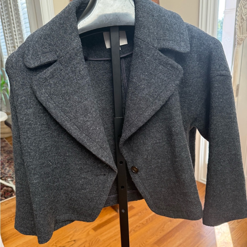 Loft short jacket rayon and wool blend gray size S
